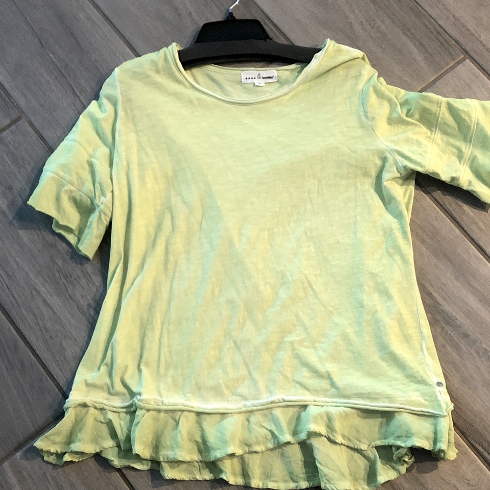 Green Ruffle Hem Top